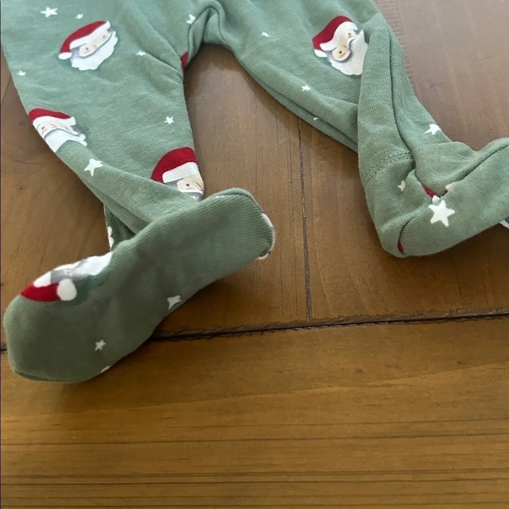 NWT Christmas Petit Lem Festive Green Santa Onesie